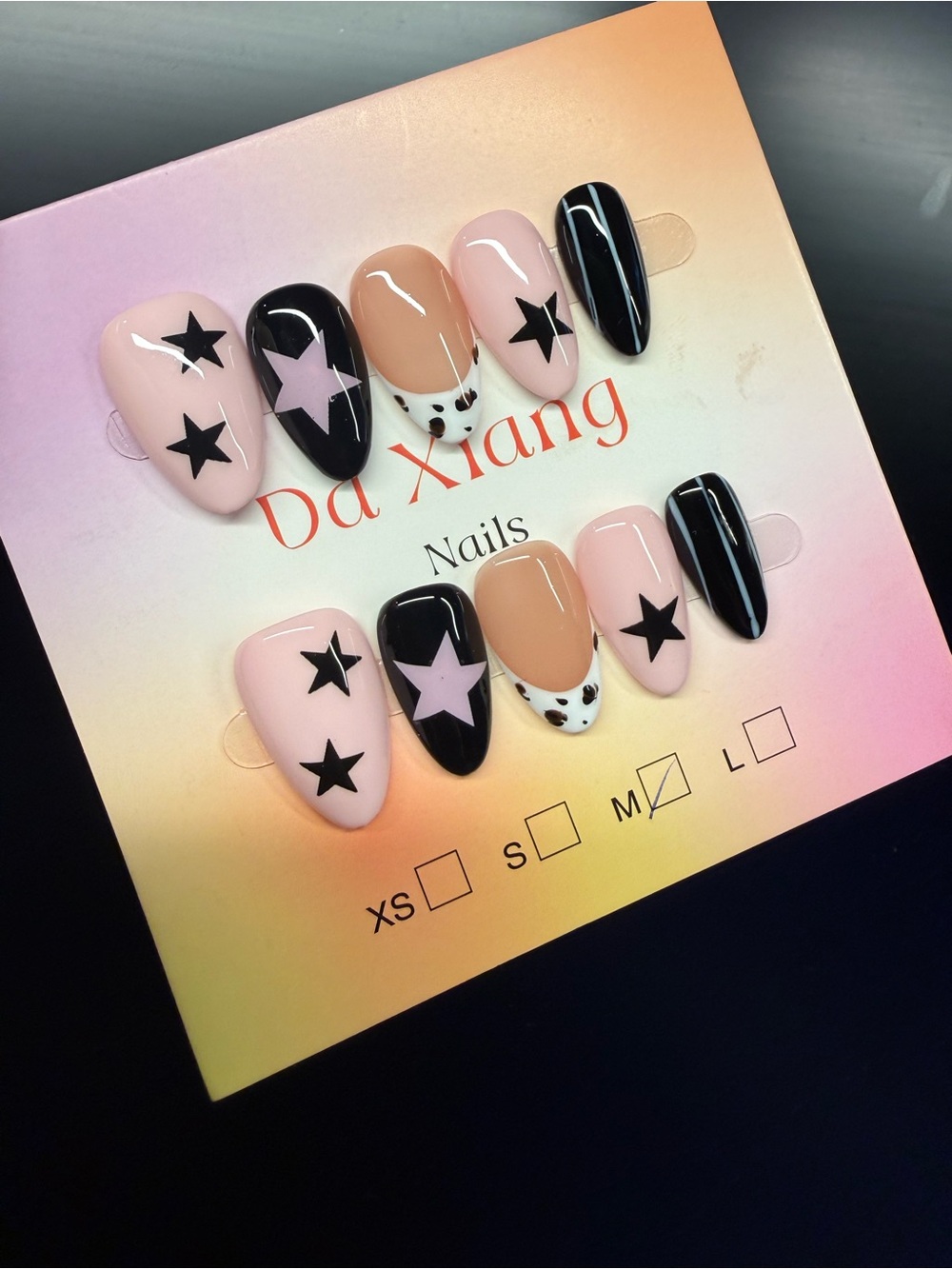 Pink and Black Rock Star Press-On Nails Medium